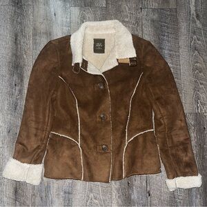 Old Navy Jacket Womens Small Faux Suede Sherpa Lined Outdoor Y2K Western